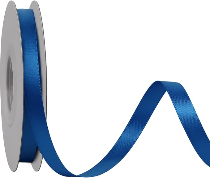 LaRibbons 3/8 Inch 50 Yard Double Faced Satin Ribbon, Royal Blue Small Satin by LaRibbons