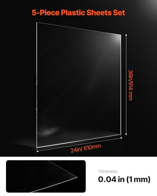 VEVOR PET/Plexiglass Sheets, 24 x 36 Inch 0.04 Inch Thick Transparent Clear - Image 2