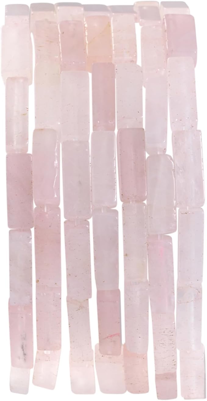 Natural Rose Quartz Crystal Rectangle Tube Beads 4x13mm 38cm/str Loose Semi by nusgnirps