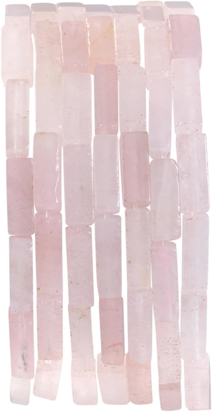 Natural Rose Quartz Crystal Rectangle Tube Beads 4x13mm 38cm/str Loose Semi by nusgnirps