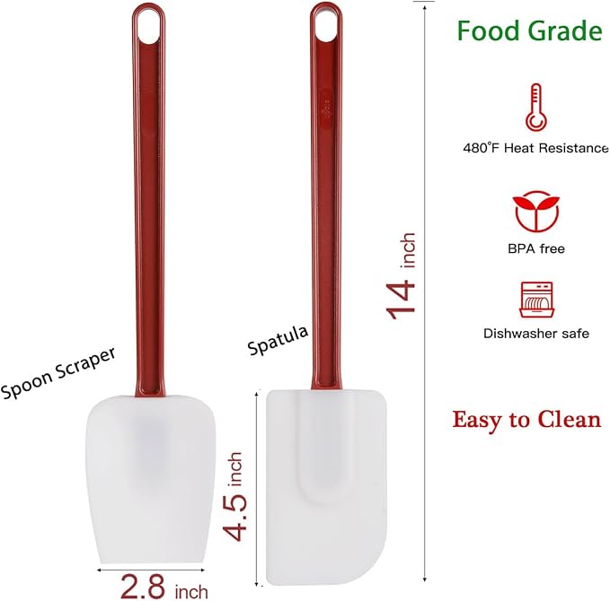 Silicone Rubber Spatula and Spoon Set of 3, High Heat Spatula, Commercial Size - Image 7