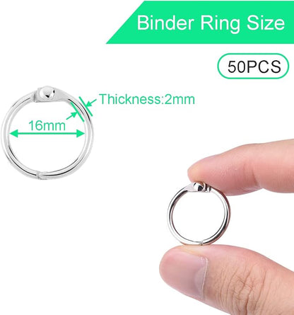 CooBigo 50 Pack Binder Ring, Metal Book Ring Paper Ring Holder 5/8" Loose Leaf - Image 2