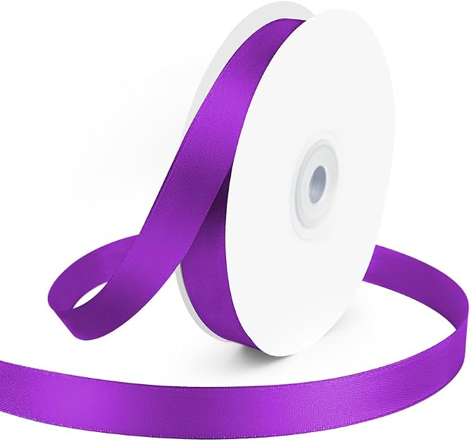 KMER LIFE 5/8" Wide x 50 Yards Purple Single Faced Polyester Satin Ribbon by KMERLIFE