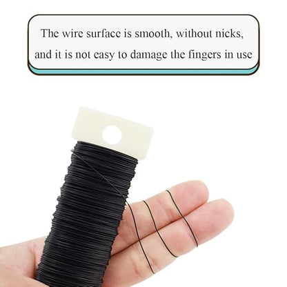 HAHIYO 22Gauge Black 3Roll Total 115Yards Metal Floral Wire Flexible Paddle Wire - Image 3