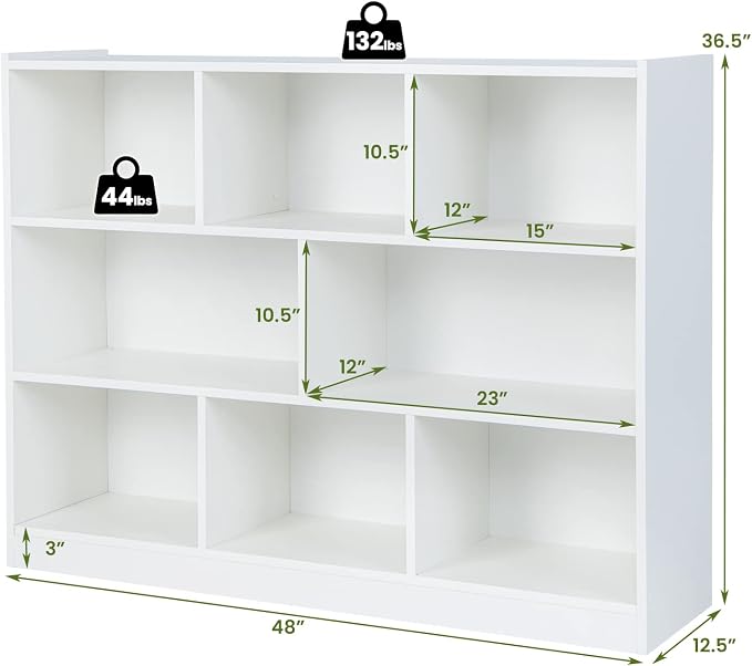 Giantex 8 Cube Bookcase, Freestanding 3-Tier Open Bookshelf, Modern Storage - Image 7
