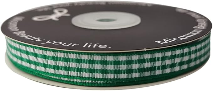 Green Gingham Plaid Checked Christmas Ribbon 25 Yard Each Roll 100% Polyester - Image 4