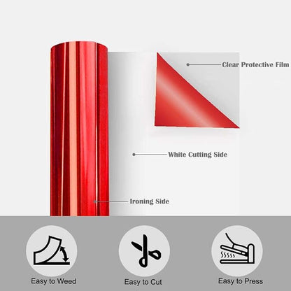 Tvinyl Warehouse Red Foil HTV Metallic Heat Transfer Vinyl Roll 12" x 6FT - Image 3