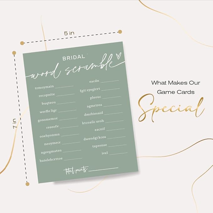 Bridal Shower Games Cards, Bridal Word Scramble, 25 Game Cards - Image 3