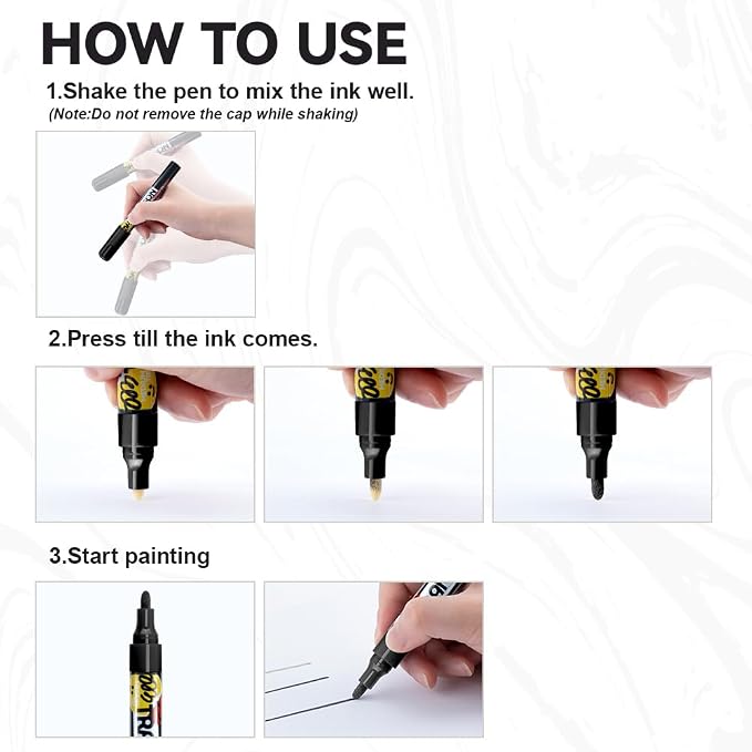 TRANSON 2 Black Permanent Paint Markers - Image 4