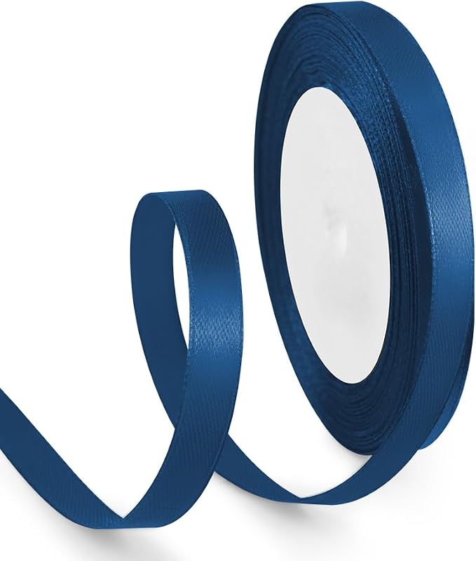 3/8 Inch 25 Yards Satin Ribbon Dark Blue, Solid Color Fabric Ribbon by HimBen