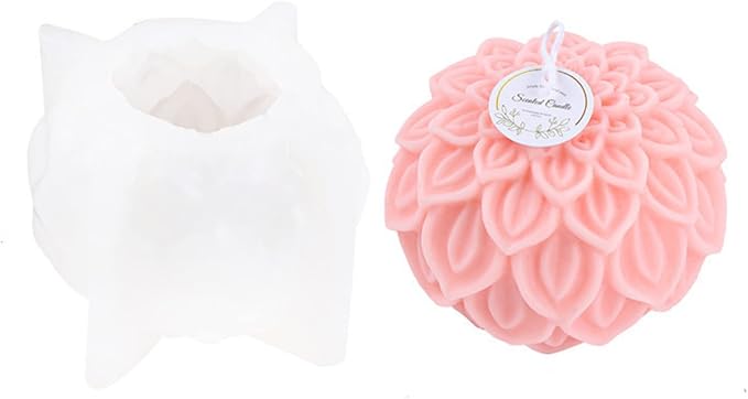 Nasturtium Ball Candle Silicone Mold Lotus Petal Flower Soap Mold by Anktily