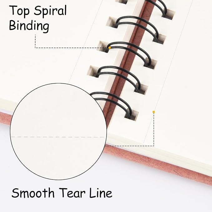 8.3x5.8 Sketch Book, Top Spiral Bound Sketch Pad, 60sheets 92lb/150gsm Nature - Image 4