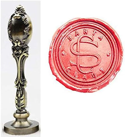 Vintage Custom Santa Claus Monogram Sealing Wax Seal Stamp Bronze Metal Handle by MNYR