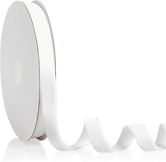 5/8" X 20 Yards White Velvet Ribbon by Bomybaw