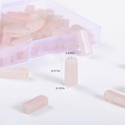 Natural Rose Quartz Crystal Rectangle Tube Beads 4x13mm 38cm/str Loose Semi - Image 3