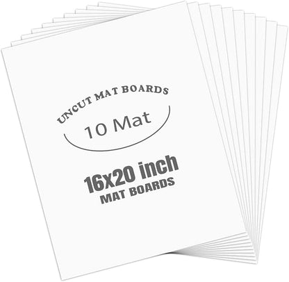 AUEAR, 10 Pack 16x20 Uncut Matte Boards White Photo Mat Board Great by AUEAR