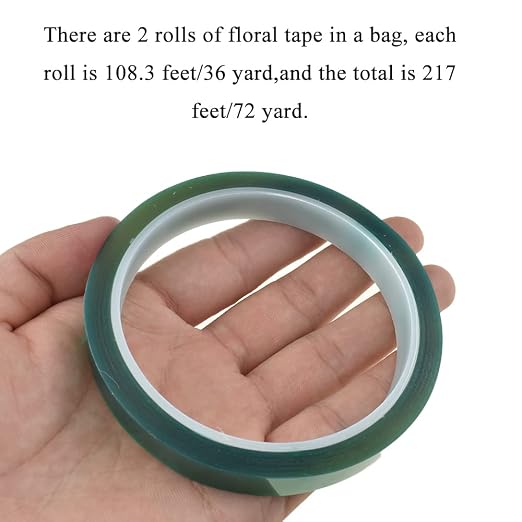 HAHIYO Clear Green 0.5Inch 2Rolls Floral Tape Waterproof Florist Tape Flower - Image 6