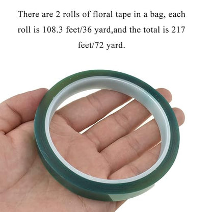 HAHIYO Clear Green 0.5Inch 2Rolls Floral Tape Waterproof Florist Tape Flower - Image 6