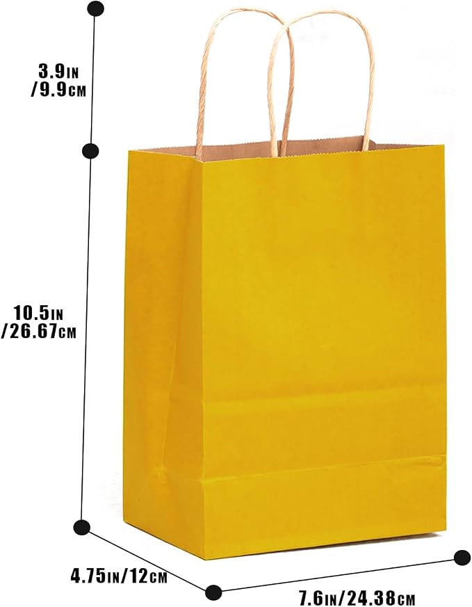 qiqee 32-Packs Yellow Paper Gift Bags - Image 3