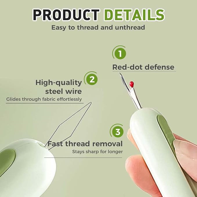 2 in 1 Needle Threader Seam Ripper, Upgraded Sewing Kit Tool - Image 6