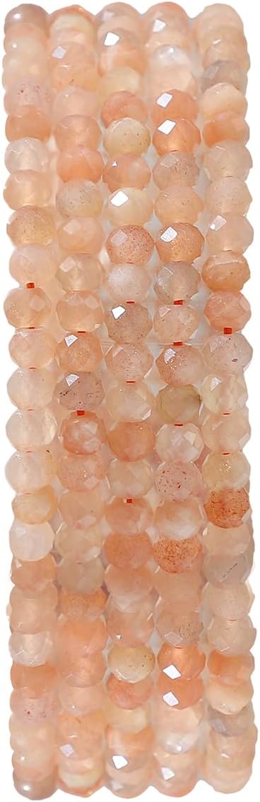 Natural Sunstone Beads 4x2mm 120pcs Faceted Rondelle Loose Semi Gemstone Beads - Image 2