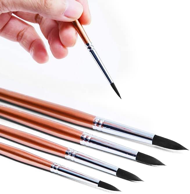 Transon 8pcs Round Watercolor Paint Brush Set Goat Hair - Image 7