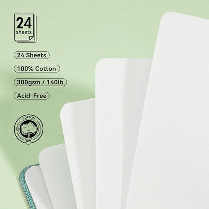 Lightwish Square Watercolor Journal, 100% Cotton, 300gsm/140lb, 24 Sheets Cold - Image 2
