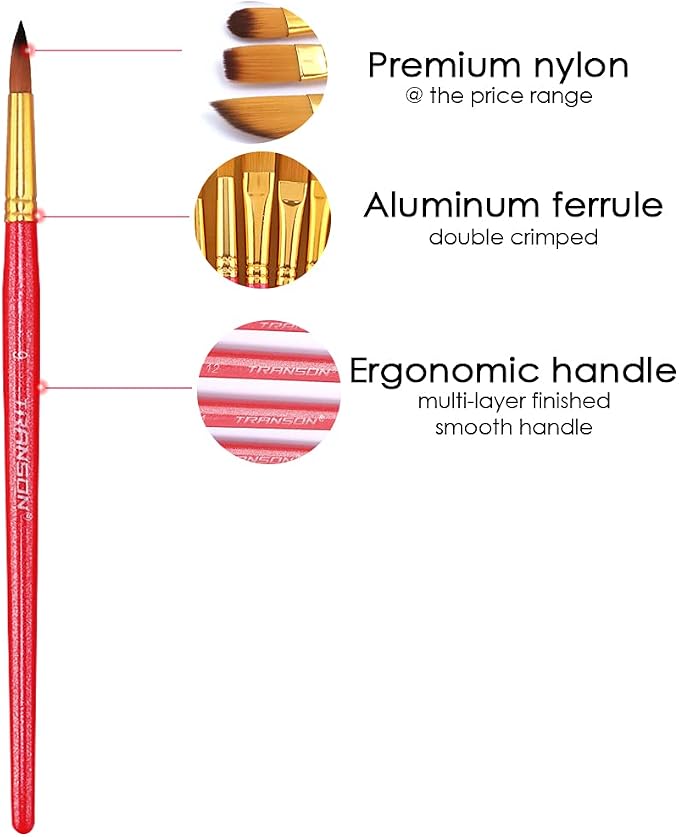 Transon Artist Paint Brush Set of 12 - Image 3
