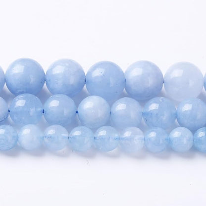 90PCS 4MM Natural Aquamarine Jade Chalcedony Round Loose Stone Beads - Image 2