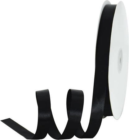 TONIFUL 5/8 Inch x 100yds Black Satin Ribbon Thin Solid Frabic Ribbons by TONIFUL