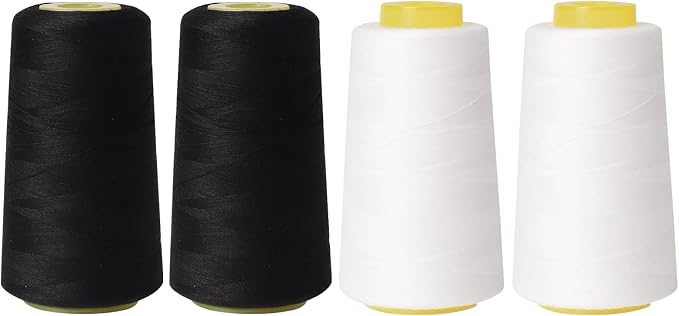 Sewing Thread Cone Set, 4 Pack Serger Thread, 3000 Yards Each, All Purpose by Unknown