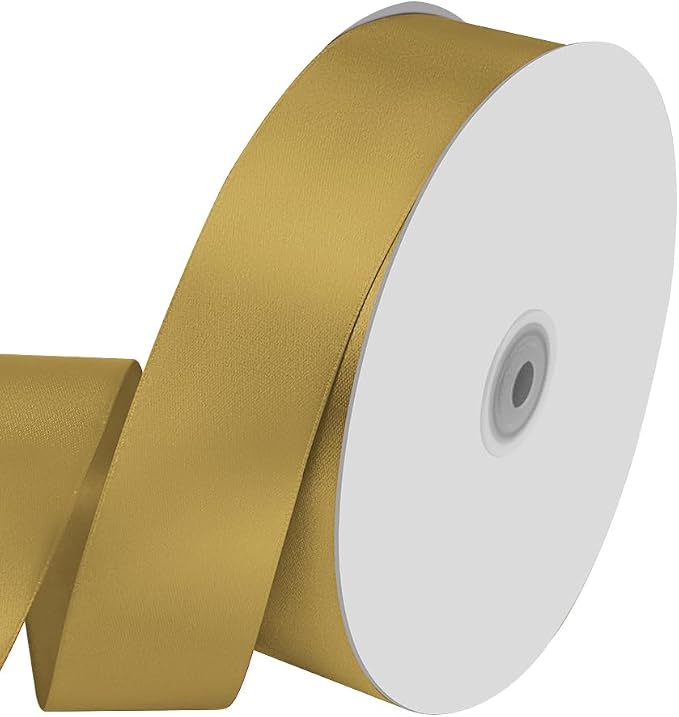 1-1/2" Wide x 100 Yards Single Faced Polyester Golden Satin Ribbon, Gift by KMERLIFE