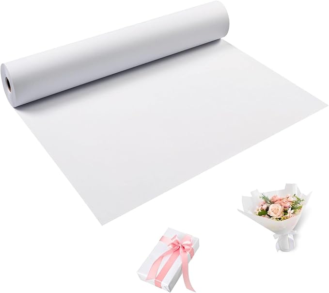 White Wrapping Paper Roll 30"x 1200" Craft Paper Roll by PONGHEI