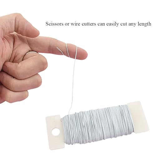 HAHIYO 22Gauge White 3Roll Total 115Yards Metal Floral Wire Flexible Paddle Wire - Image 3