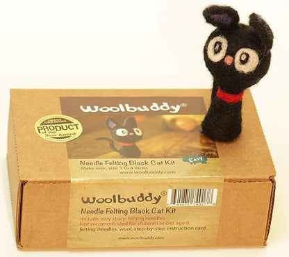Woolbuddy Needle Felting Kit for Beginners & Adults – DIY Black Cat Animal by Woolbuddy