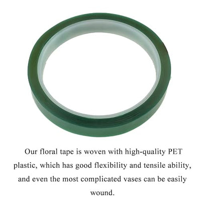 HAHIYO Clear Green 0.5Inch 2Rolls Floral Tape Waterproof Florist Tape Flower - Image 5