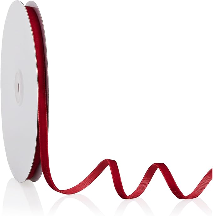 1/4" X 20 Yards Red Velvet Ribbon by Bomybaw