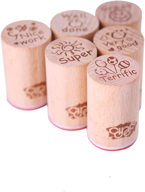 DECORA 6pcs Round Wood Rubber Stamp - Image 6