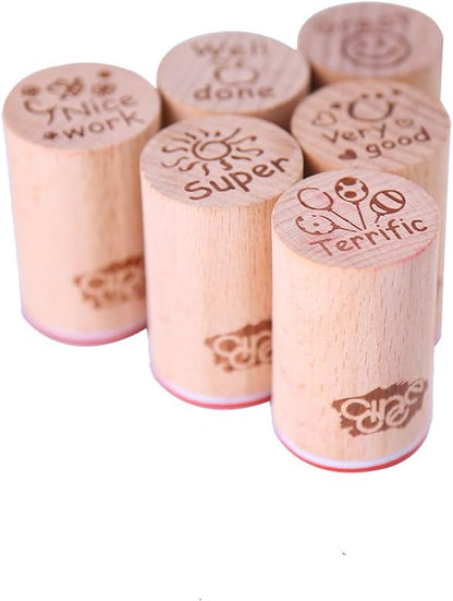 DECORA 6pcs Round Wood Rubber Stamp - Image 6
