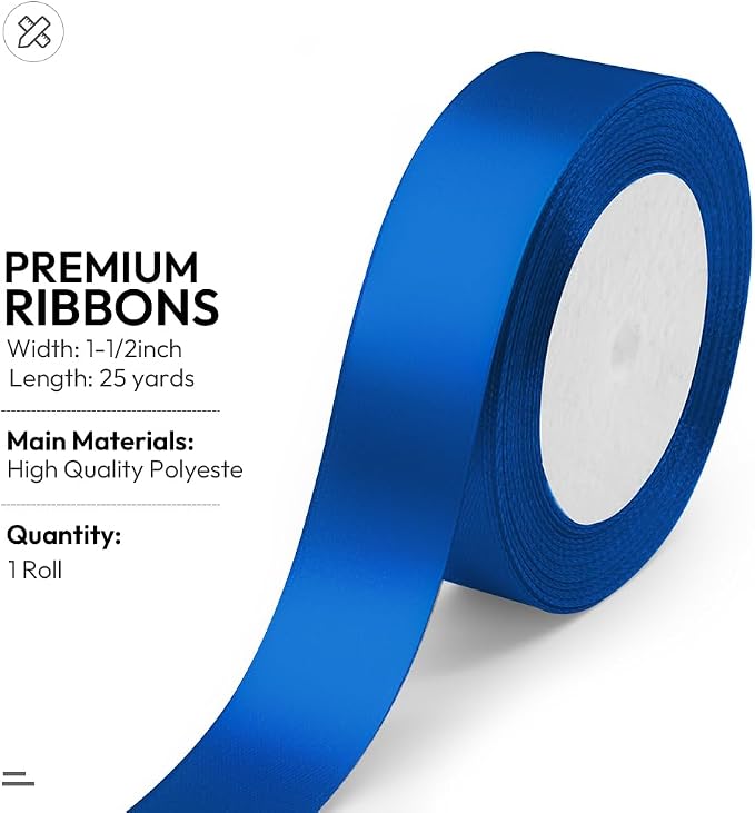 KMER LIFE Solid Color Royal Blue Satin Ribbon 1 Inches x 25 Yards, Ribbons - Image 2