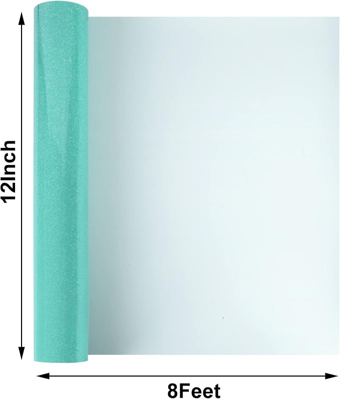 FUNKAKA Glitter Fluorescent Light Blue HTV Heat Transfer Vinyl Rolls - Image 3