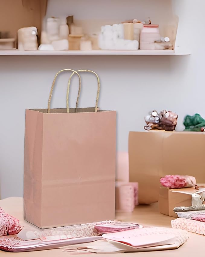 qiqee 32-Packs Cinnamon Pink Paper Gift Bags - Image 5