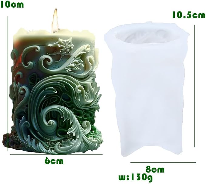 Starfish Shell Cylindrical Candle Mold, Marine Conch Silicone Mold, Wave Epoxy - Image 3