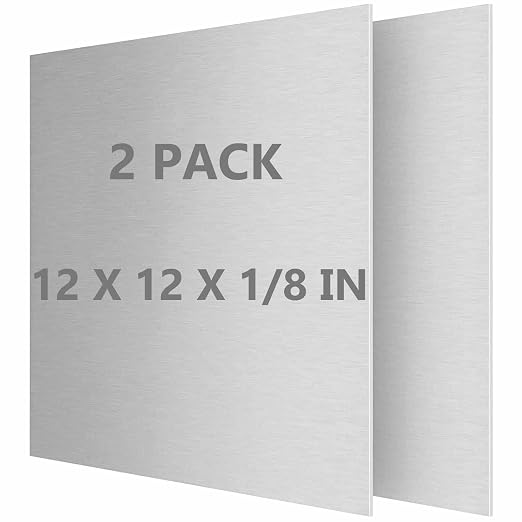 2Pack 6061 T651 Aluminum Sheet Metal 12 x 12 x 1/8 Inches Flat Plain Aluminum by Lswteiz