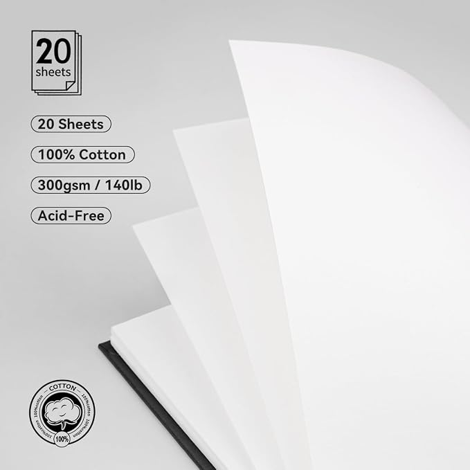 Lightwish Square Watercolor Journal, 100% Cotton, 300gsm/140lb, 20 Sheets Cold - Image 5