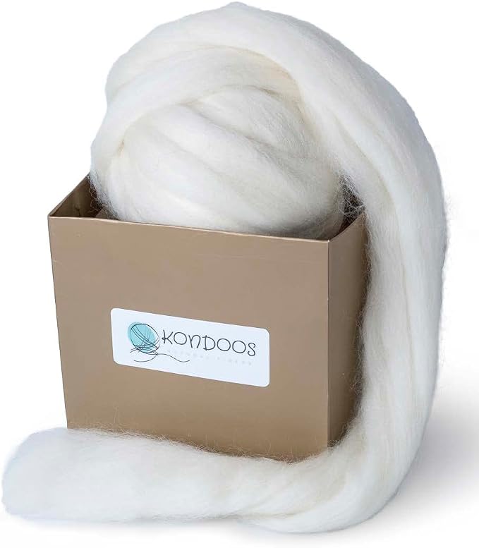 Natural Wool roving, 8 OZ. Best by Kondoosnaturalfibers
