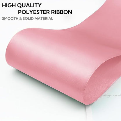 4 Inch 25 Yard Wide Satin Ribbon Pink, Solid Fabric Large Ribbon Roll - Image 3