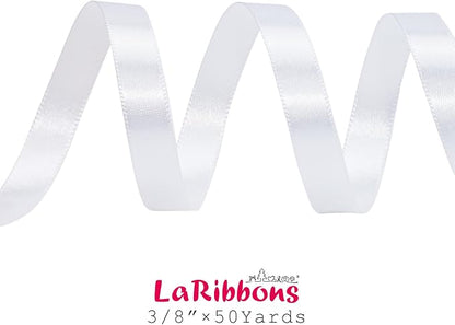 LaRibbons White Satin Ribbon 3/8 Inch 50 Yards Thin Luxury Double Faced Silk - Image 5