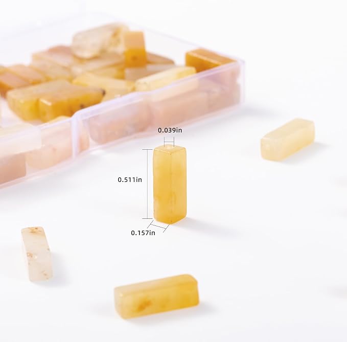 Natural Yellow Jade Rectangle Tube Beads 4x13mm 38cm/str Loose Semi Gemstone - Image 3