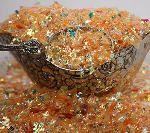 Golden Orange Iridescent Ice Flakes Glitter Flakes - Image 8
